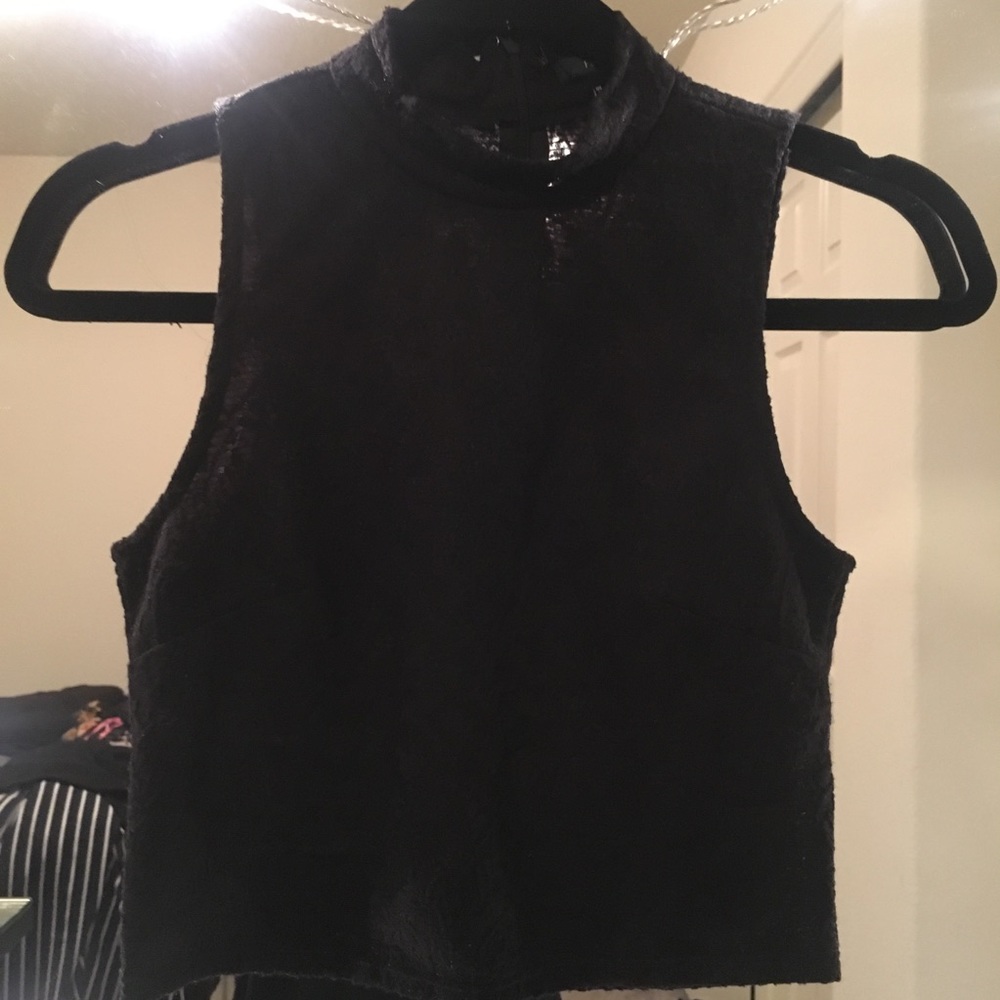 Forever 21 black see thru crop top.